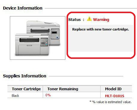 Replace with new toner cartridge